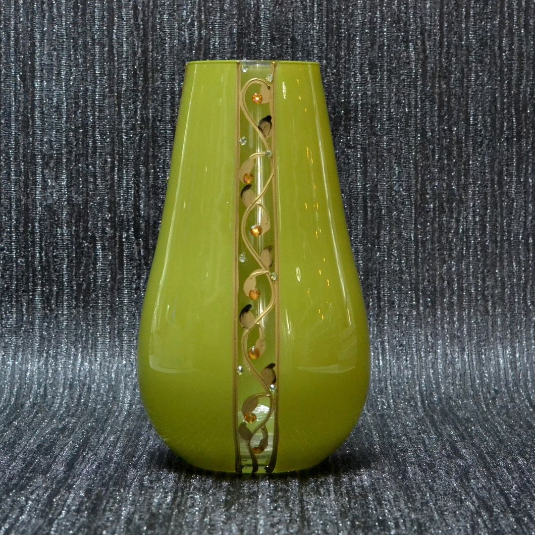 Ваза скло салатова декор 26см (9071-36), Зелений, Зелений