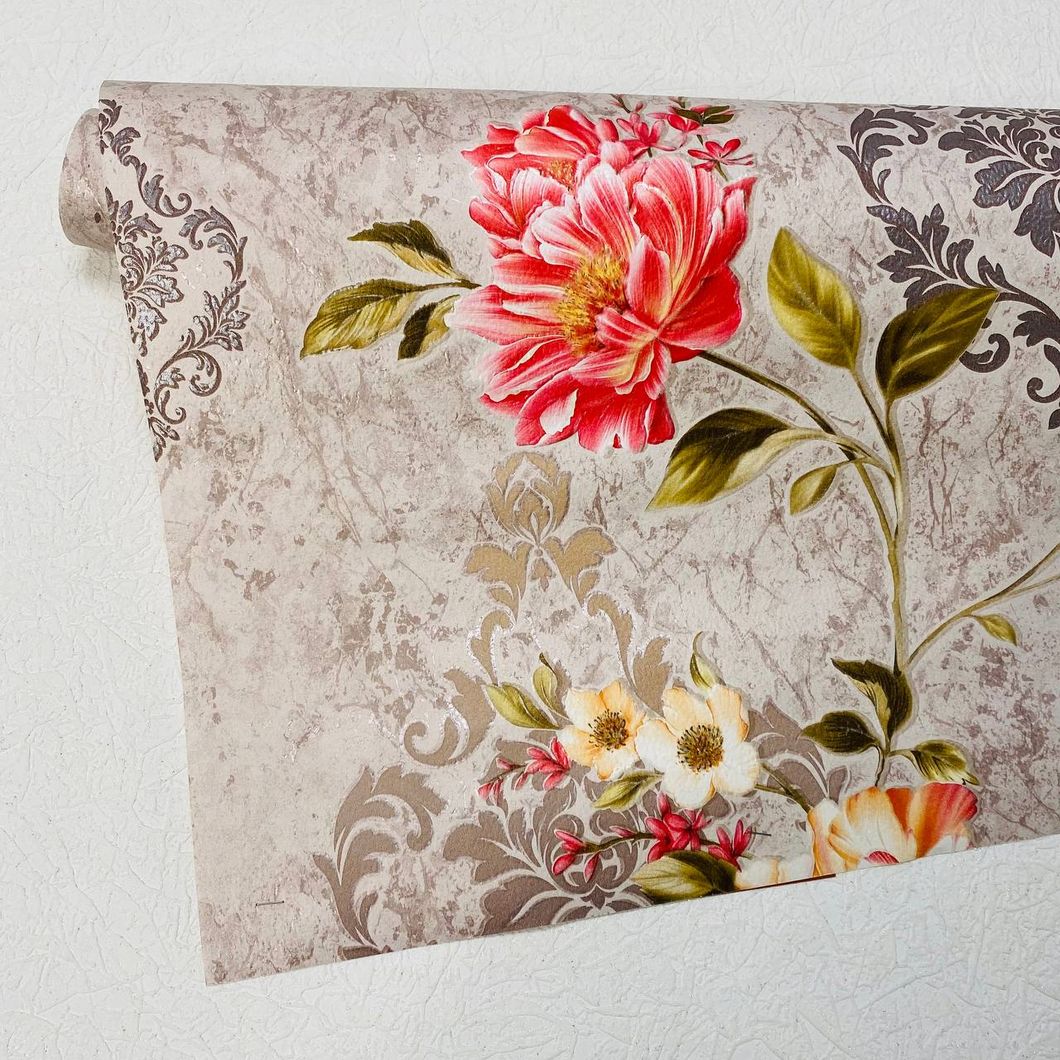 Шпалери паперові Слов'янські шпалери Colorit В27,4 Весна рожеві квіти 0,53 х 10,05м (8147-06)