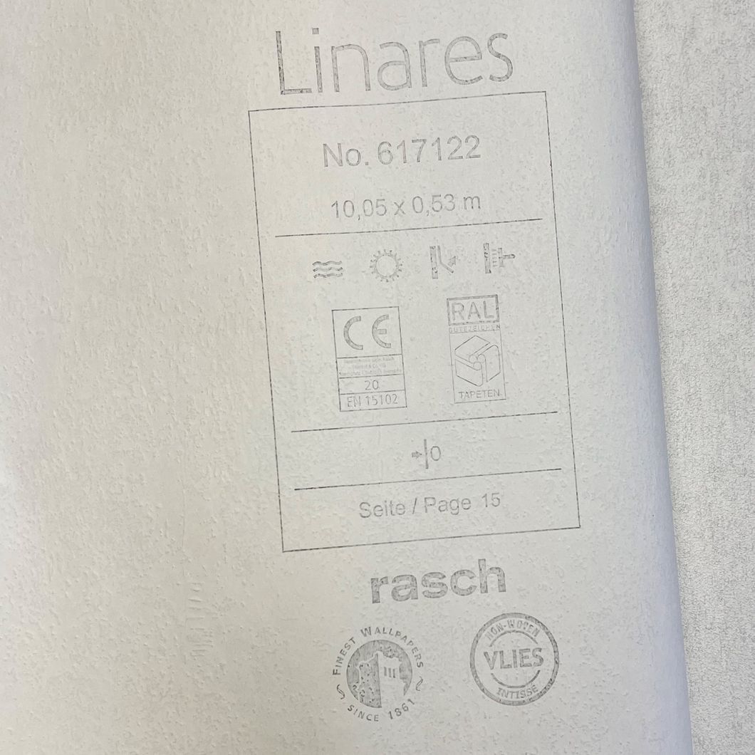 Обои виниловые на флизелиновой основе Rasch Linares светло-серый 0,53 х 10,05м (617122)