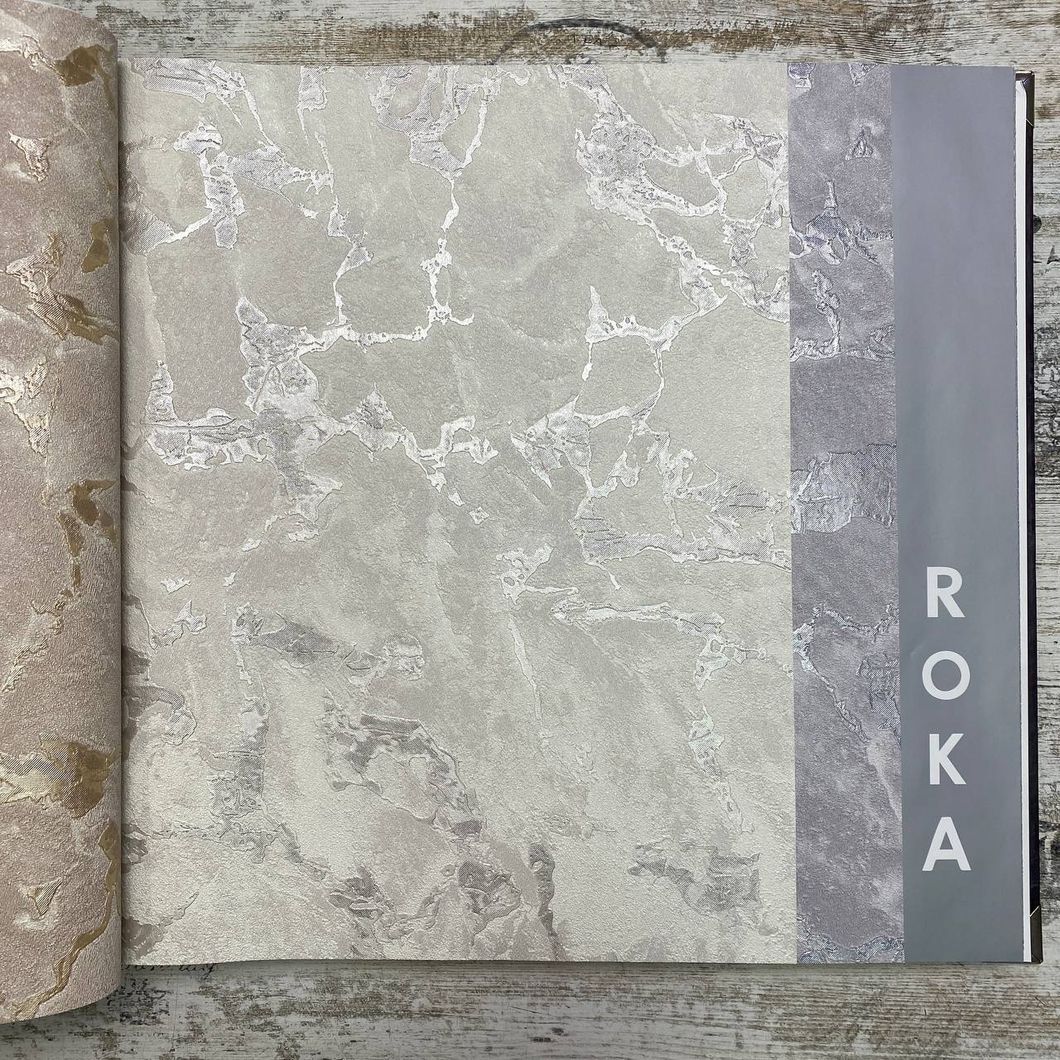 Обои виниловые на флизелиновой основе серо-бежевый Roka AdaWall 1,06 х 10м (23103-1)