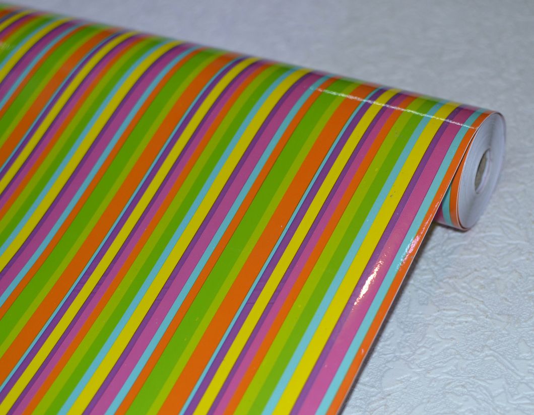 Самоклейка декоративная Hongda Полосы разноцветный глянец 0,45 х 1м (5283), Разноцветный, Разноцветный