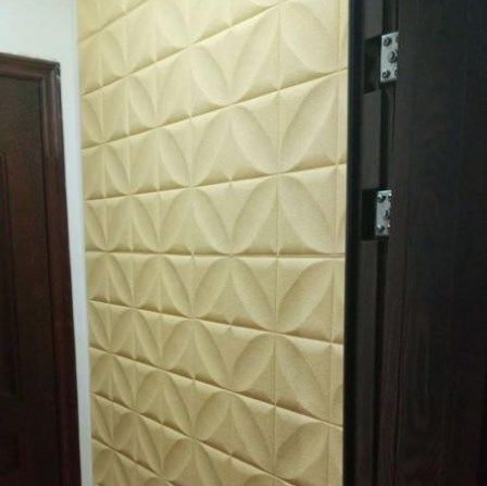Панель стеновая самоклеящаяся декоративная 3D Ромб 700х700х8мм (178), Бежевый, Бежевый