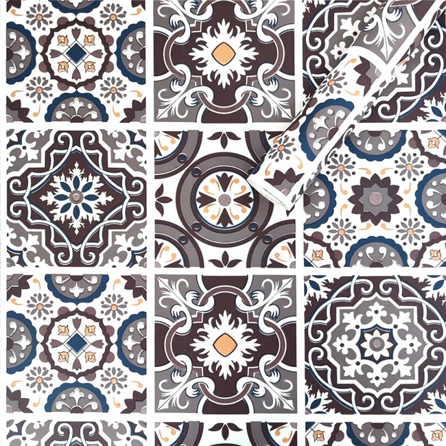 Самоклеющаяся декоративная пленка винтажная серая мозаика 0,45Х10М (MM-3194-2), Серый, Серый
