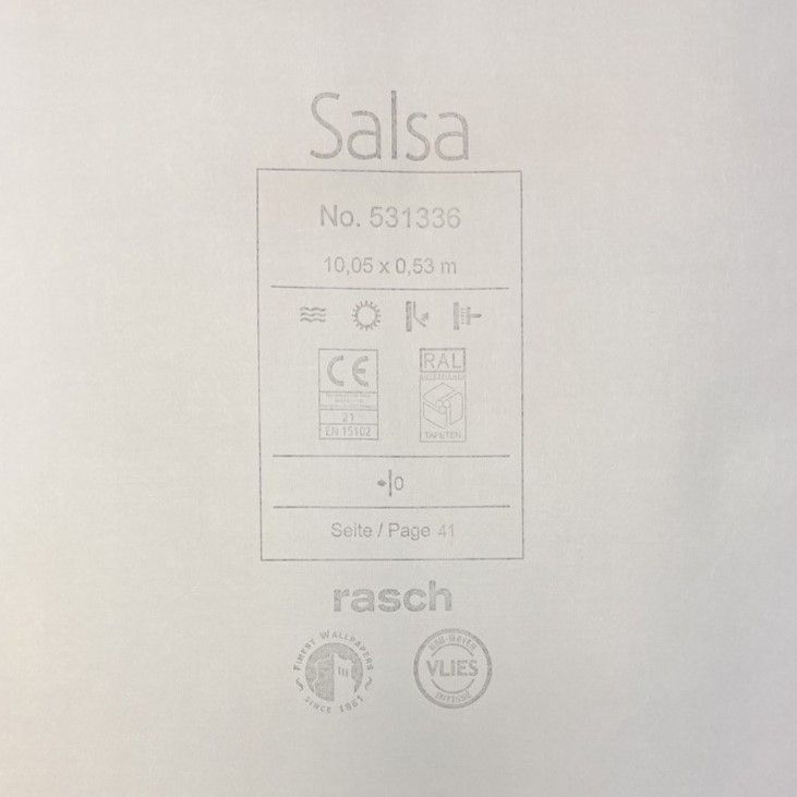Шпалери вінілові на флізеліновій основі Salsa Rasch світло-сірий 0,53 х 10,05м (531336)