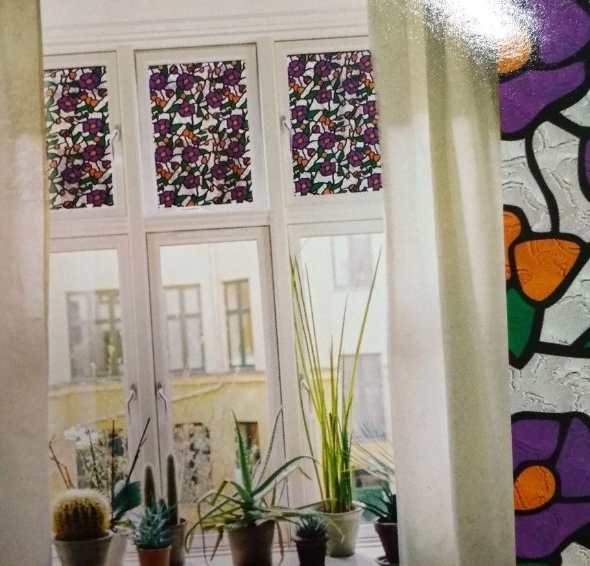 Самоклейка вітражна Patifix Фіолетовий квіти фіолетовий матовий 0,45 х 1м (11-2205), Фиолетовый, Фіолетовий