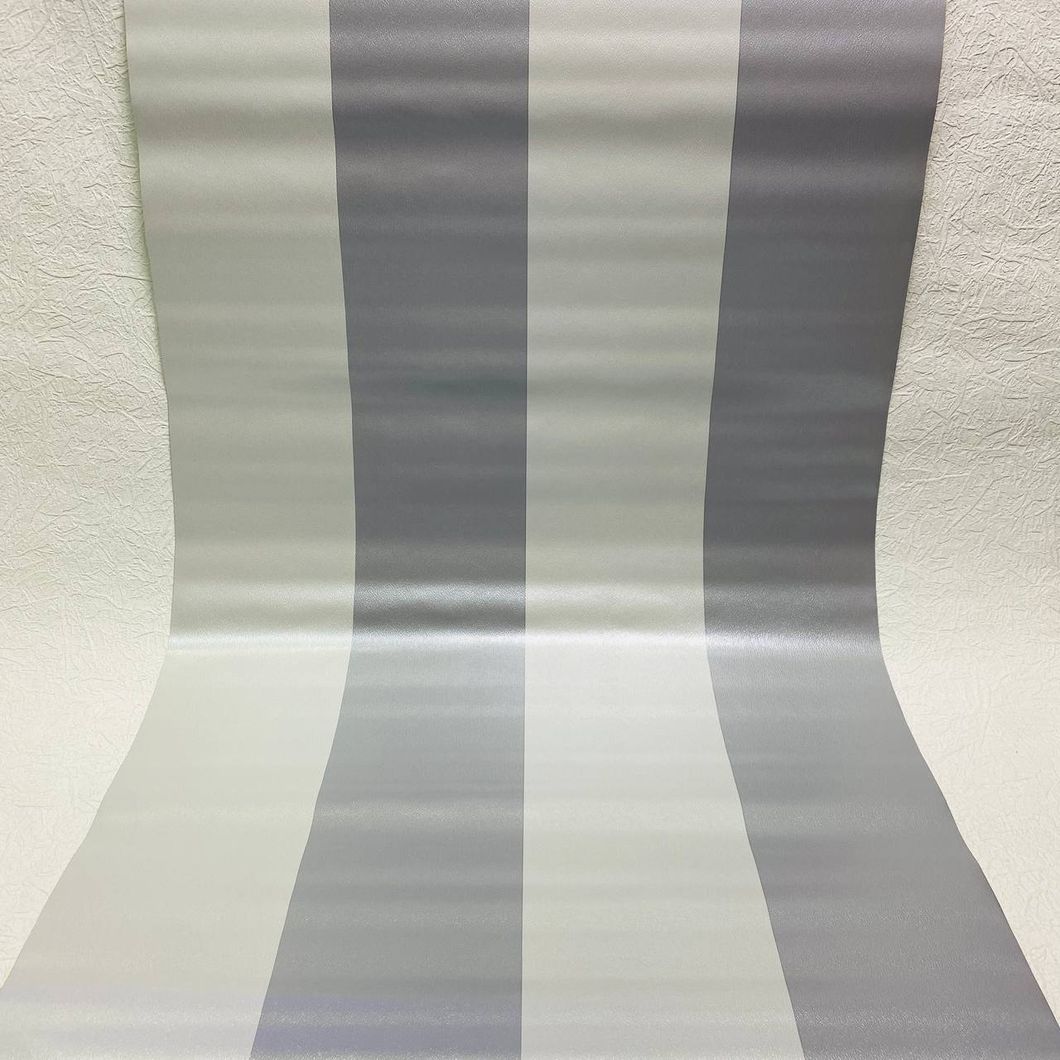 Шпалери паперові VIP Континент Смуга широка сірий з перламутром 0,53 х 10,05м (41203)