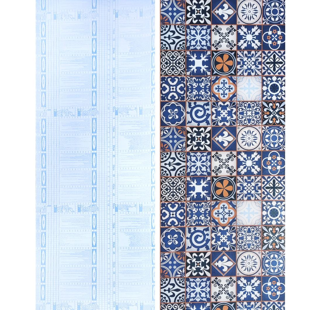 Самоклеющаяся декоративная пленка синий орнамент 0,45Х10М (S1014), Синий, Голубой