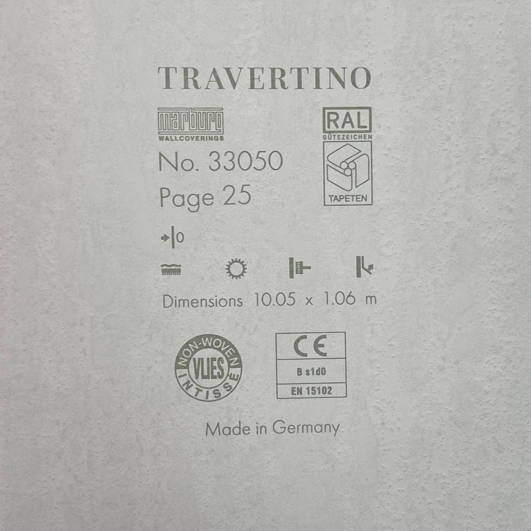 Шпалери вінілові на флізеліновій основі сірий Marburg Wallcoverings Travertino 1,06 х 10,05м (33050)