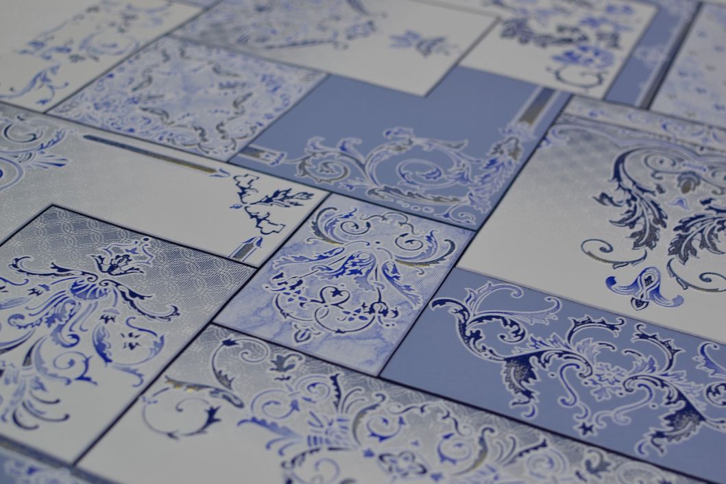 Шпалери вінілові на паперовій основі супер мийка Vinil MHK Самарканд блакитний 0,53 х 10,05м (6-1053)