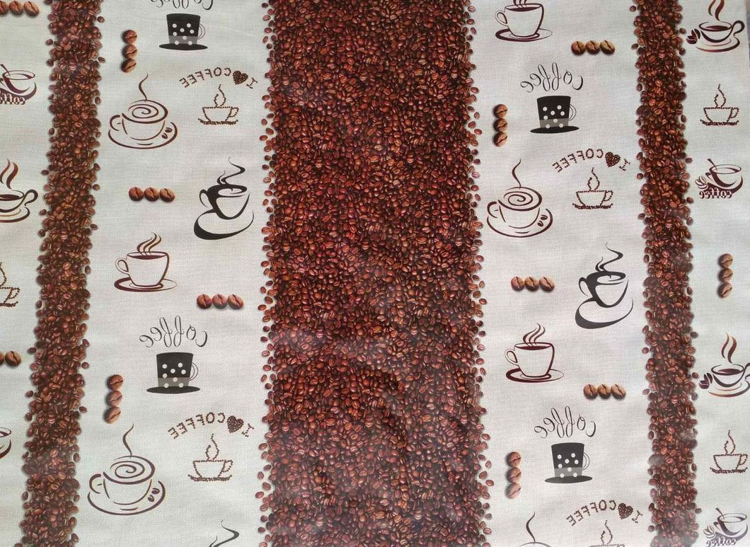 Клейонка на стіл силіконова без основи Кавові зерна коричневий 1,35 х 1м (100-188), Коричневий, Коричневий