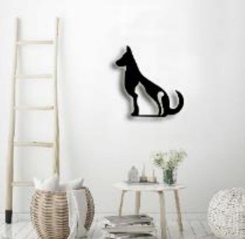 Панно картина з дерева декор на стіну Кіт пес чорна 0,46 х 0,43м (301-Mpn30)