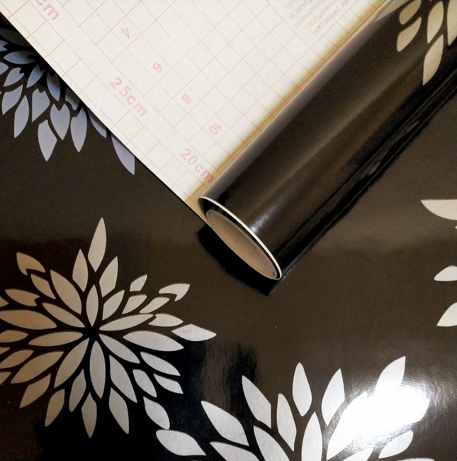 Самоклейка декоративная Hongda Хризантемы черный глянец 0,45х15м (5534-2), Черный, Черный