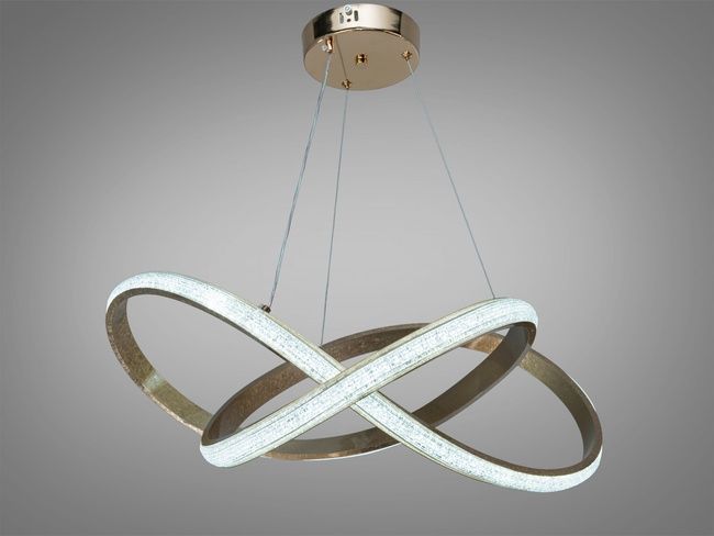 Сучасна світлодіодна підвісна люстра з пультом на кухню, 100W, золото