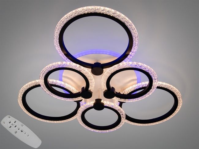 Люстра стельова LED Diasha біла 6 кілець 74W димер