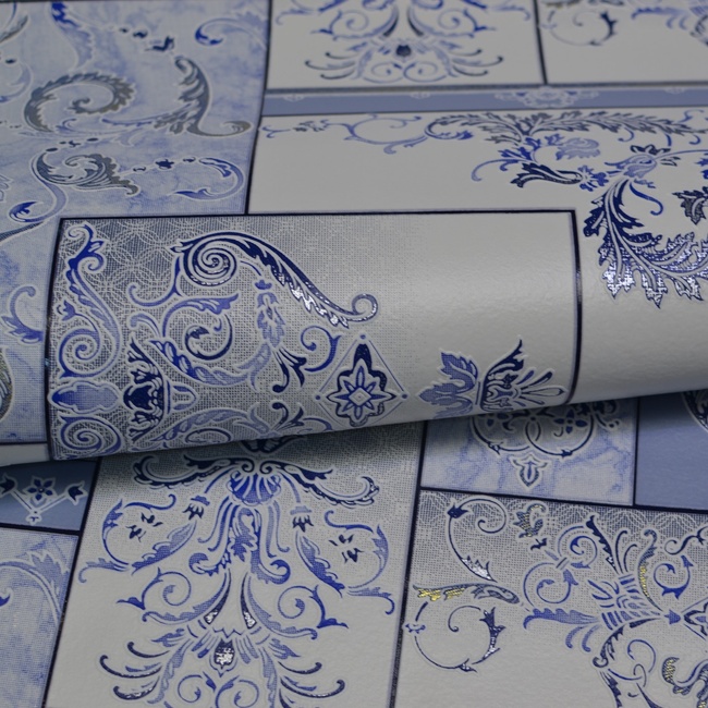 Шпалери вінілові на паперовій основі супер мийка Vinil MHK Самарканд блакитний 0,53 х 10,05м (6-1053)