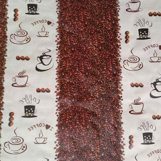 Клеенка на стол силиконовая без основы Кофейные зерна коричневый 1,35 х 1м (100-188), Коричневый, Коричневый