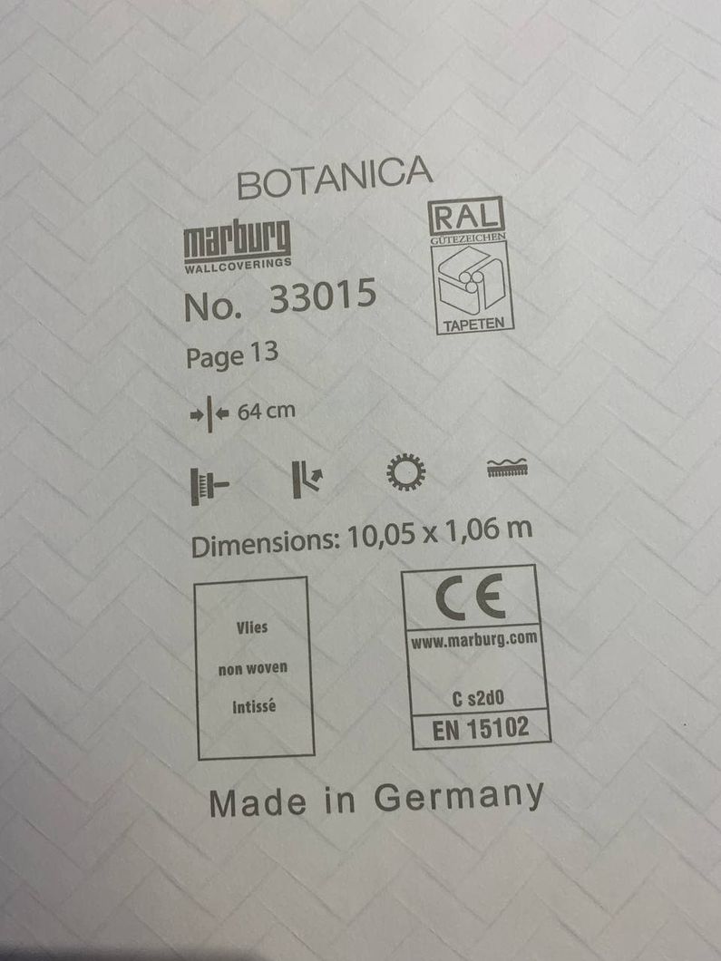 Шпалери вінілові на флізеліновій основі Marburg Botanica світло-сірий 1,06 х 10,05м (33015)