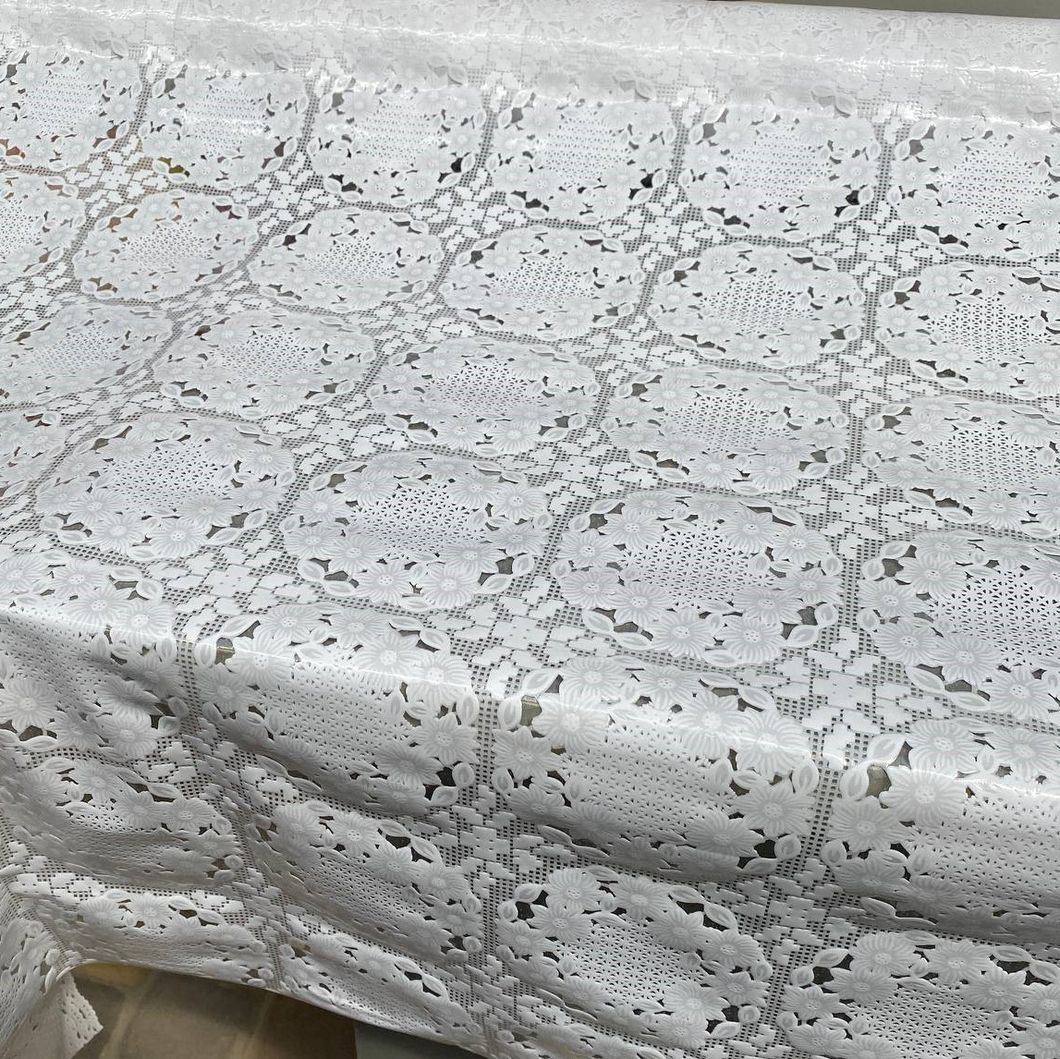 Клеенка на стол силиконовая без основания Ажур белый 1,4х1м (100-328), Белый, Белый