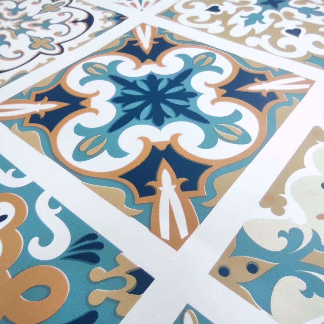 Самоклеющаяся декоративная пленка винтажная голубая мозаика 0,45Х10М (MM-3186-2), Голубой, Голубой