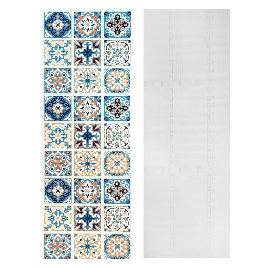 Самоклеющаяся декоративная пленка винтажная голубая мозаика 0,45Х10М (MM-3186-2), Голубой, Голубой