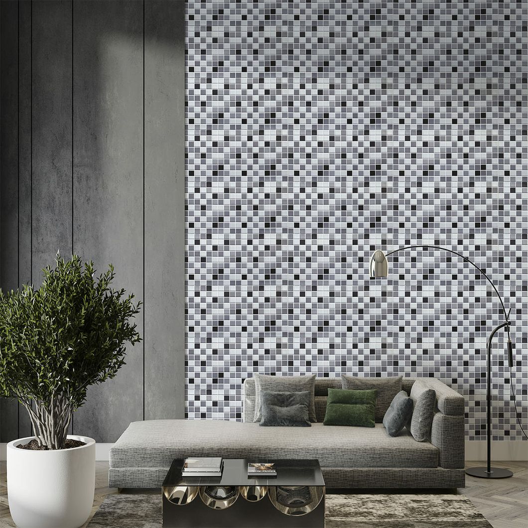 Декоративна панель ПВХ чорно-біла мозаїка 960х480х4мм SW-00001432