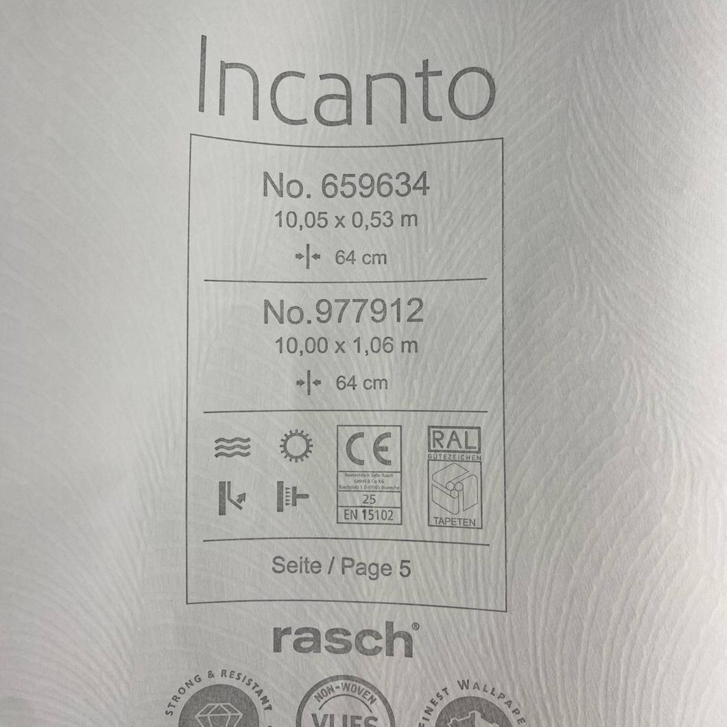 Обои виниловые на флизелиновой основе серые Rasch Incanto 1,06 х 10,05м (977912)