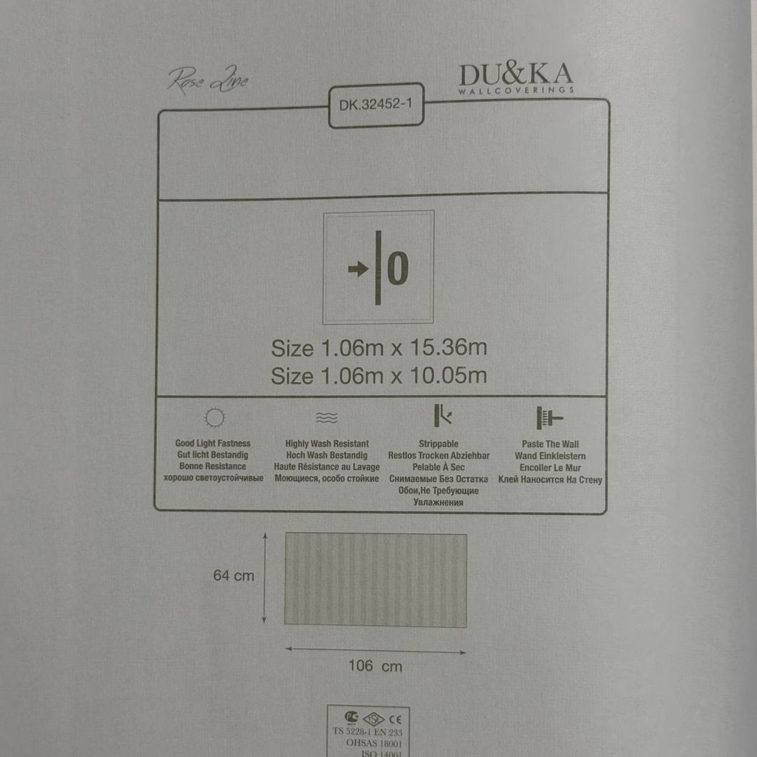 Обои виниловые на флизелиновой основе Duka LifeStyle серые 1,06 х 10,05м (32452-1)
