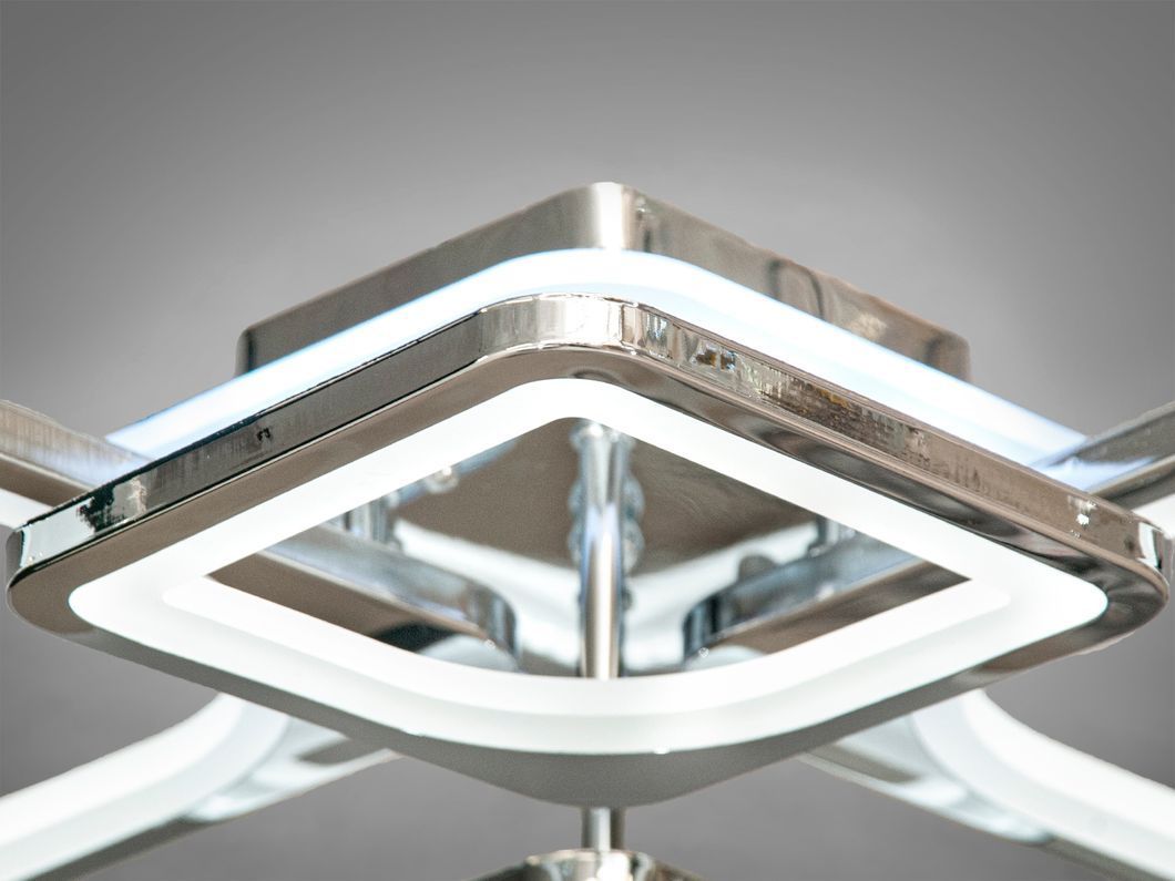 Потолочная люстра с диммером и LED подсветкой, цвет хром, 100W