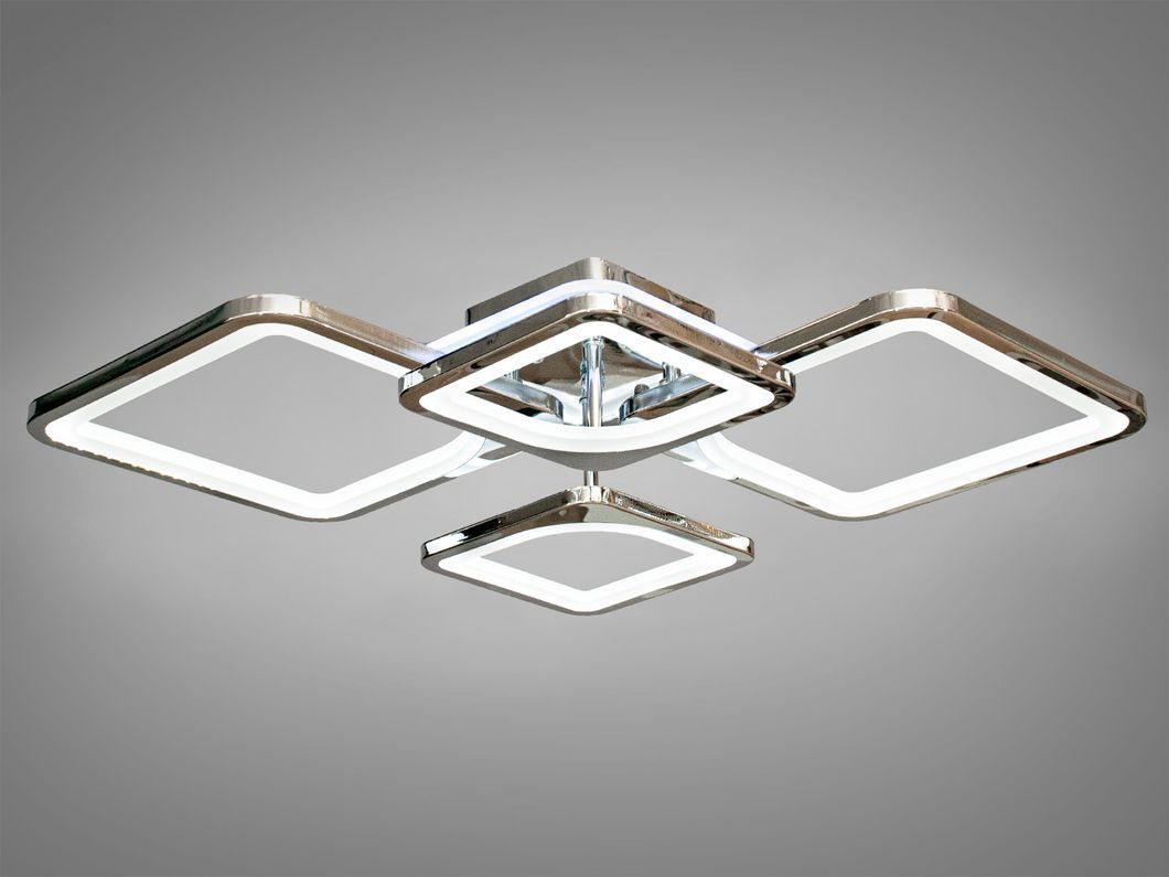 Потолочная люстра с диммером и LED подсветкой, цвет хром, 100W