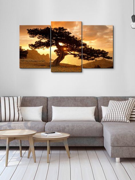 Модульная картина в гостиную/спальню для интерьера "Великое дерево" 3 части 53 x 100 см (MK30018_E)