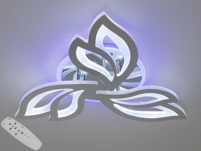Сучасна LED люстра з пультом, дімером і підсвічуванням, 55W, хром