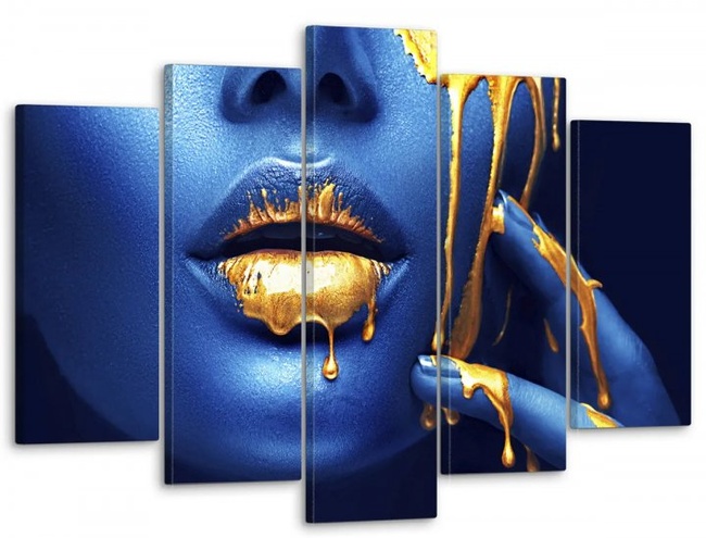 Модульная картина на холсте "Девушка в золоте" 5 частей 80 x 140 см (MK50213)