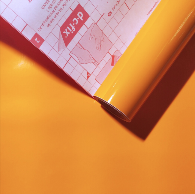 Самоклейка декоративная D-C-Fix Однотонная Jaffa оранжевый глянец 0,45 х 15м (200-2878), Оранжевый, Оранжевый