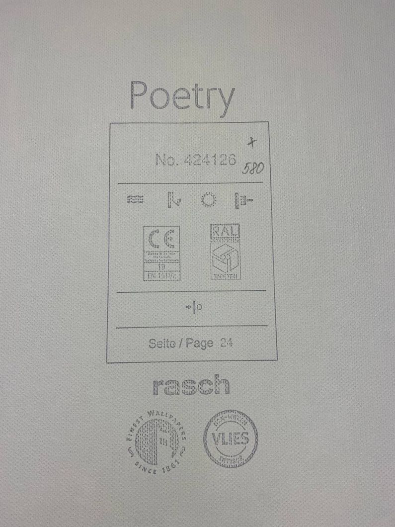 Обои виниловые на флизелиновой основе Rasch Poetry бежевый 0,53 х 10,05м (424126)