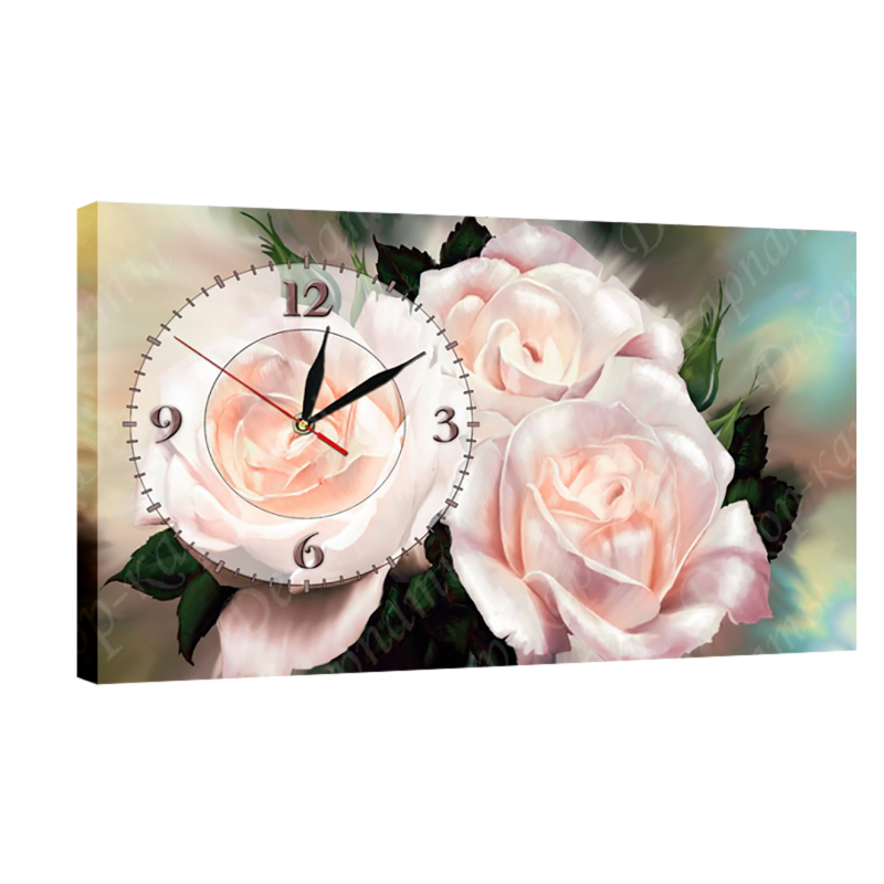 Часы настенные на холсте без стекла Розы 30 см х 53 см (4341 - К259)