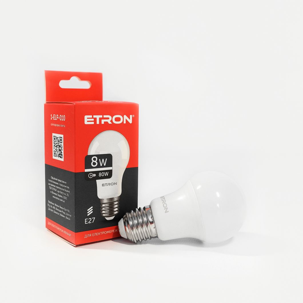 Светодиодная лампа ETRON Light 1-ELP-010 А55 8Вт 4200К Е27 (1-ELP-010)