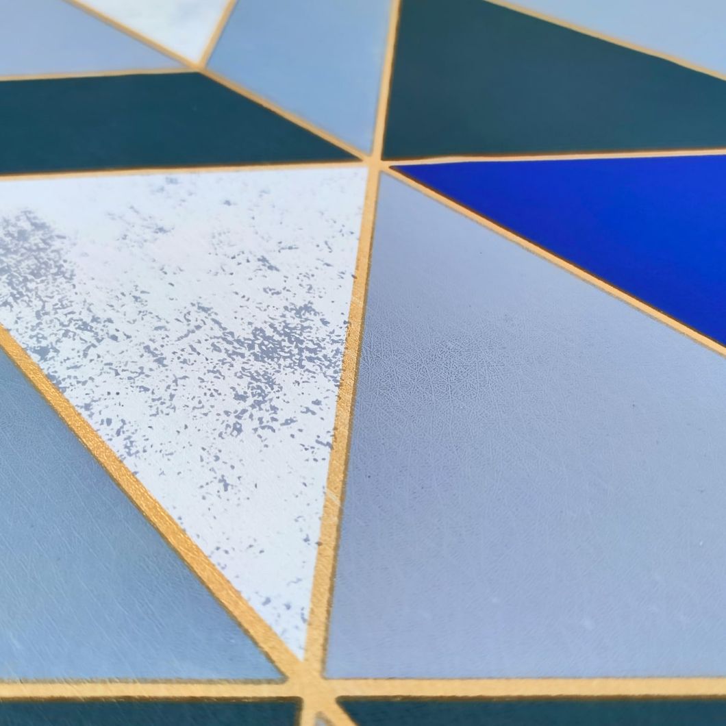 Самоклеющаяся декоративная пленка синие треугольники 0,45Х10М (KN-X0085-2), Голубой, Голубой