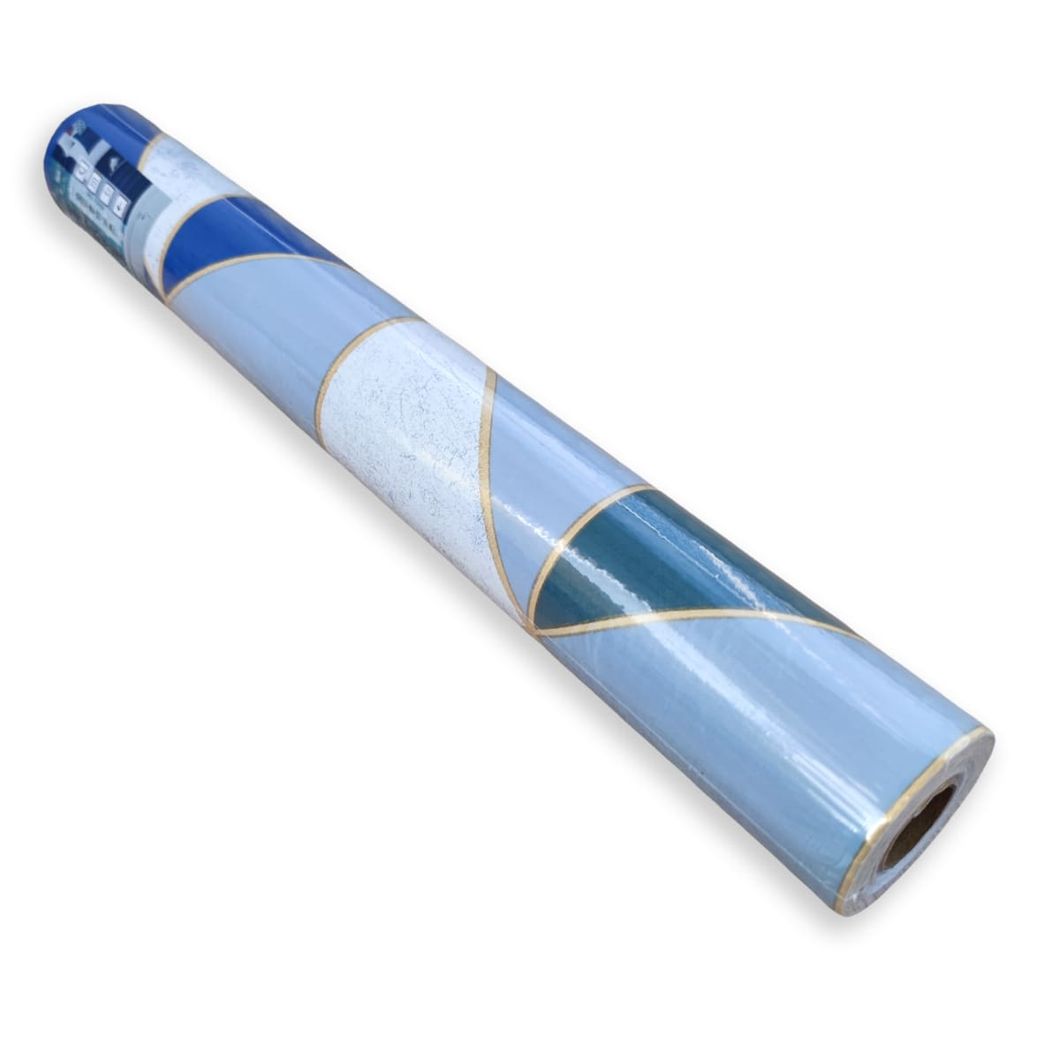 Самоклеющаяся декоративная пленка синие треугольники 0,45Х10М (KN-X0085-2), Голубой, Голубой