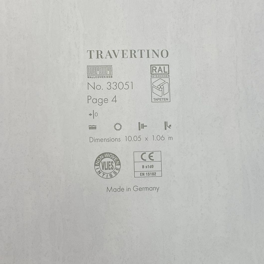 Обои виниловые на флизелиновой основе бежевый Marburg Wallcoverings Travertino 1,06 х 10,05м (33051)