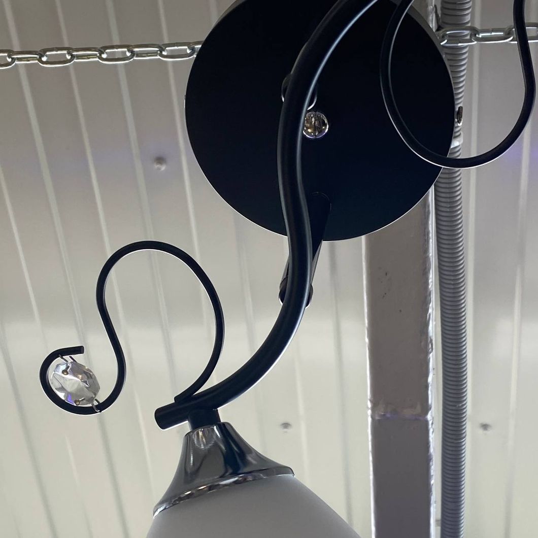 Люстра 2 лампи чорна у вітальню, спальню в класичному стилі (XA1078С/2), Черный, Чорний-хром