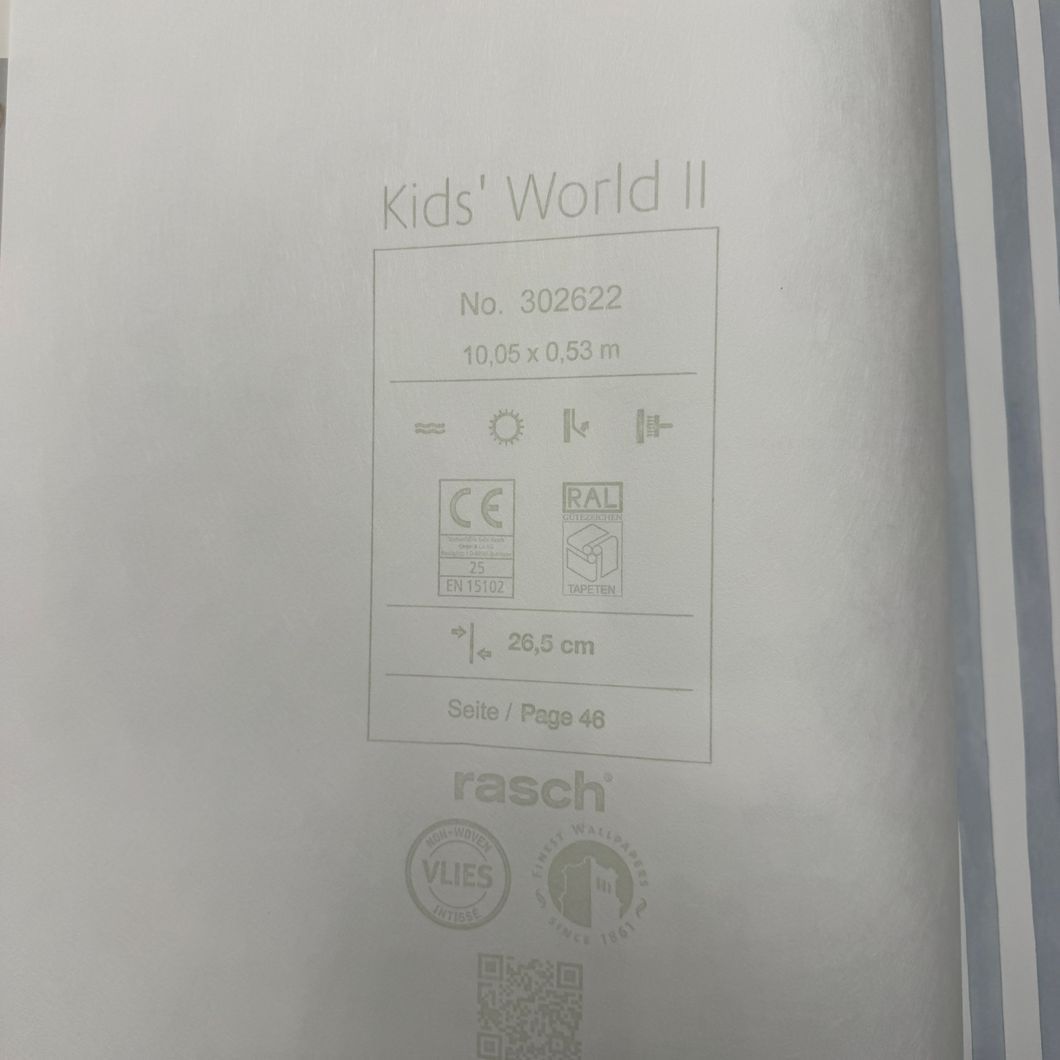 Обои виниловые на флизелиновой основе белые Rasch Kids' World 2 0,53 х 10,05м (302622)