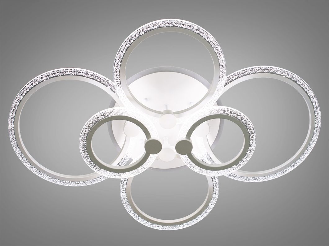 Люстра стельова LED біла 6 кілець 105Вт димер CCT