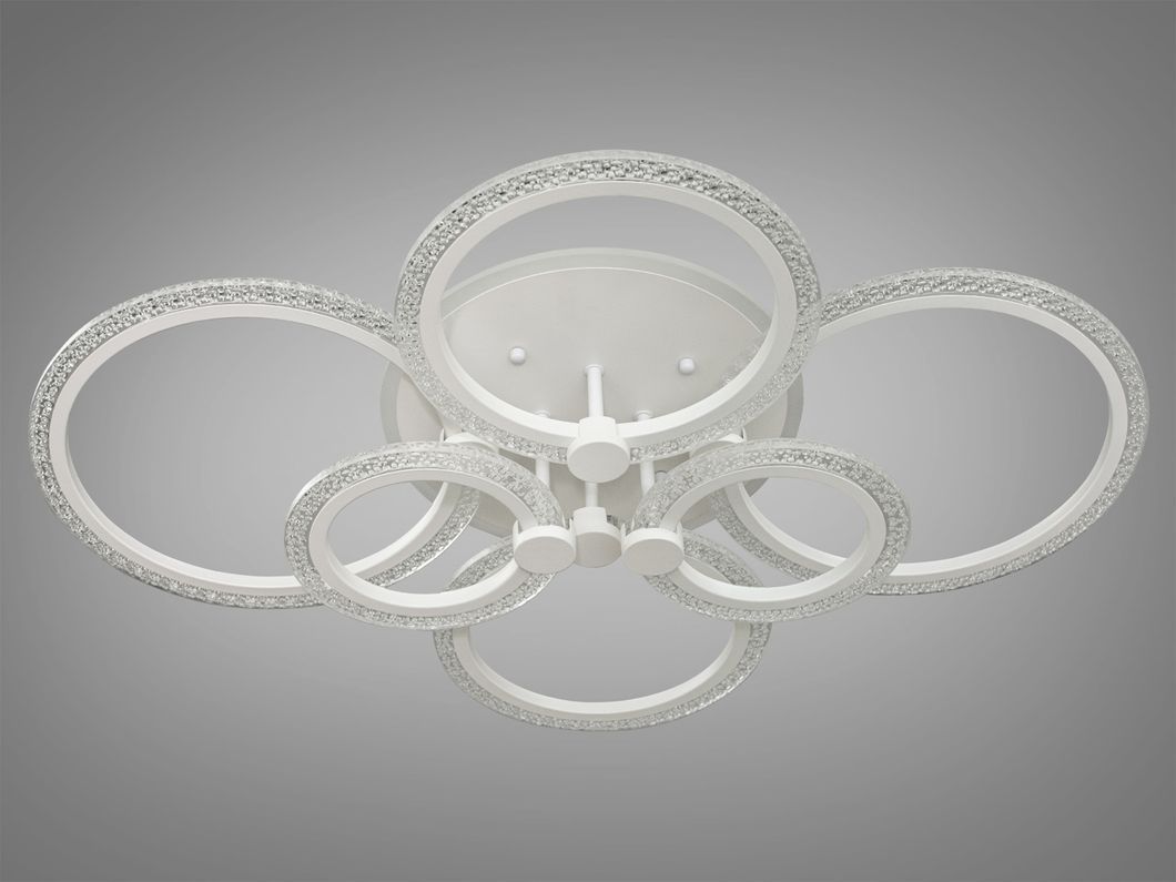 Люстра стельова LED біла 6 кілець 105Вт димер CCT