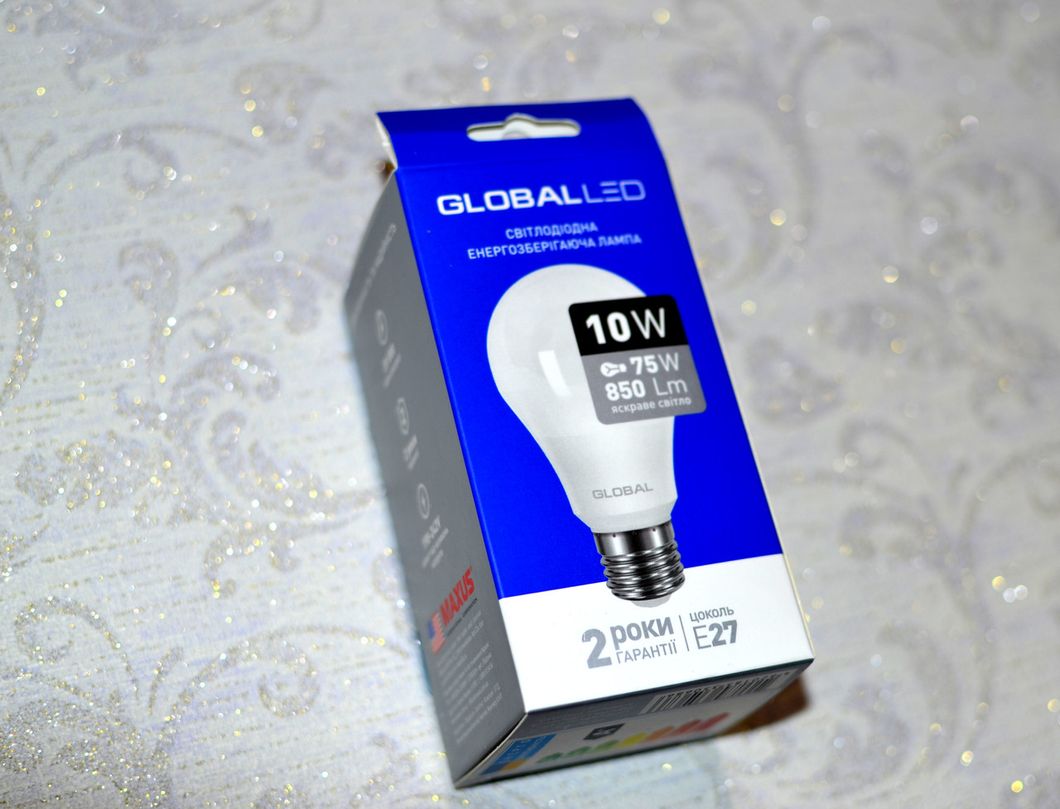 Лампа світлодіодна GLOBAL LED, MAXUS, А75 10W Е27, яскраве світло