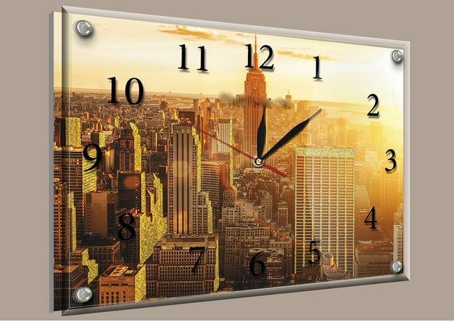 Часы-картина под стеклом Мегаполис 30 см x 40 см (3843 - К718)