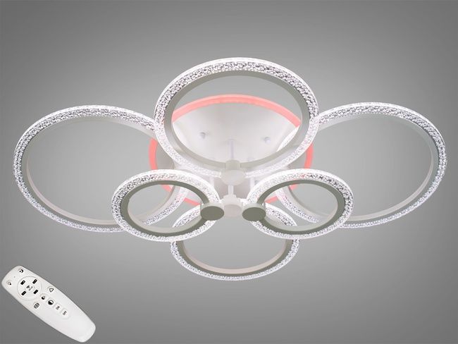 Люстра стельова LED біла 6 кілець 105Вт димер CCT