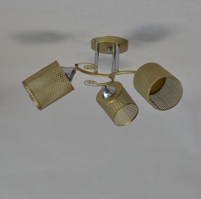 Люстра металева золота 3 лампи у вітальню, спальню (XA1150/3), Золотистый, Золотистий