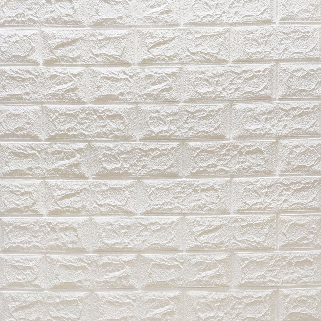 Панель стінова самоклеюча декоративна 3D під цеглу Білий Матовий 700х770х4мм (001-4M), Білий, Білий