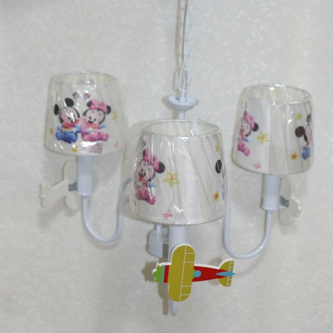 Люстра детская Микки Маус подвес белая 3 лампы, Белый, Белый