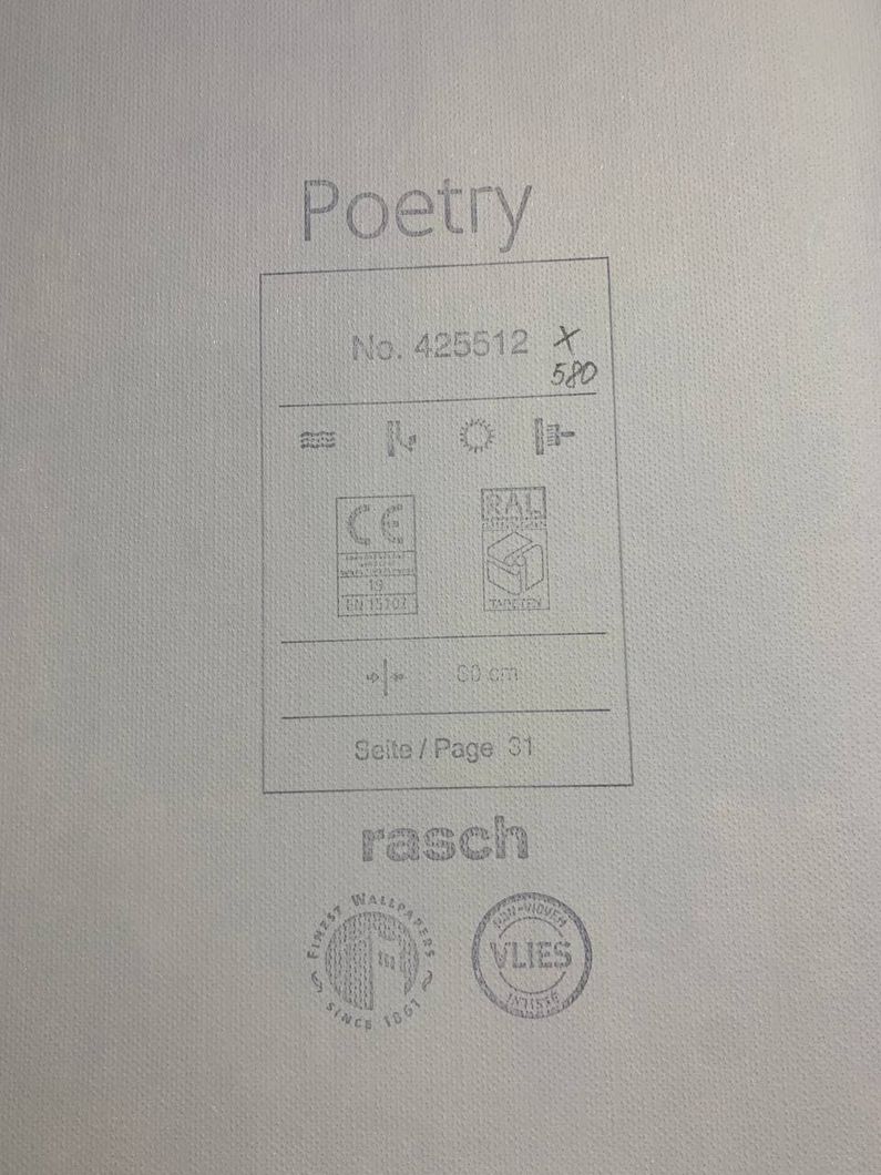 Обои виниловые на флизелиновой основе Rasch Poetry бежевый 0,53 х 10,05м (425512)